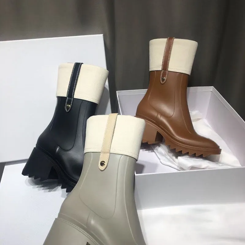 Women's Black Knee-high Waterproof Rain Boots With Platform Sole_voghion.com