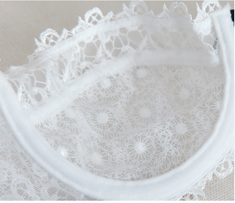 Set sexy ultra-sottile trasparente semi coppa reggiseno in pizzo piccolo petto raccolto anti cedimento reggiseno di grandi dimensioni_voghion.com