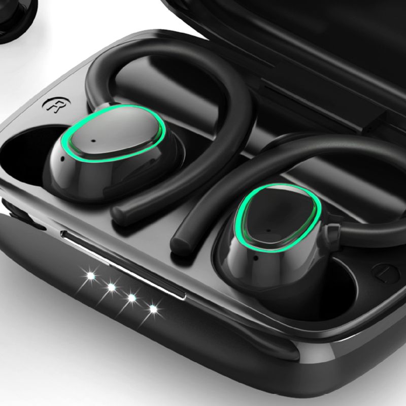 Ακουστικά Bluetooth Ακουστικά Άγκιστρο αυτιού Αφή δακτυλικών αποτυπωμάτων Ισχυρά μπάσα δροσερά φώτα HiFi Στερεοφωνική μουσική Αδιάβροχο αθλητικό υπογούφερ_voghion.com