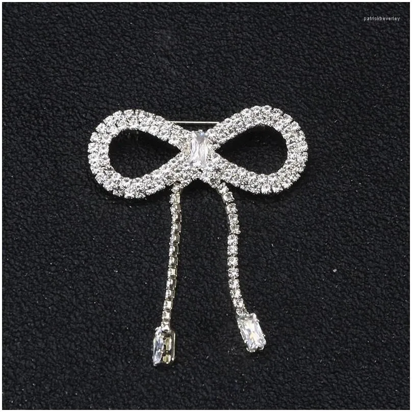 Pins, Romantic Bowknot Brooch Women Temperament Crystal Tassel Pendant Buckle Clothing Dress Bag Hat Accessories Drop_voghion.com