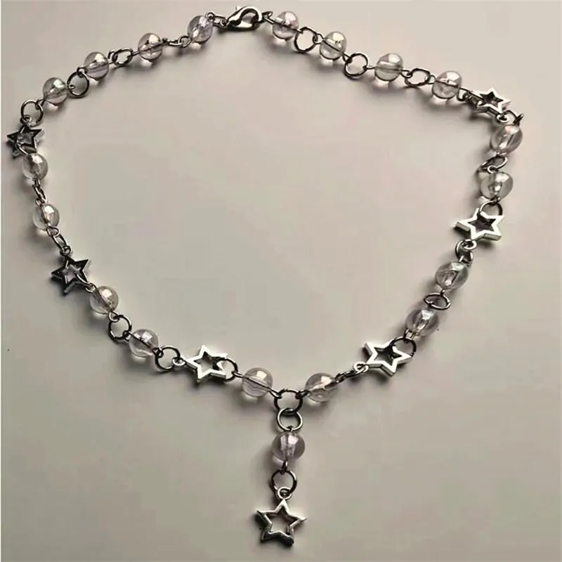 Řetízky Vintage inspirovaný krk Goth Růženec Choker Náhrdelník Šperky Přívěsek s dutými kříži/hvězdným přívěskem_voghion.com