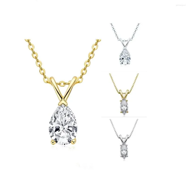 Catene Collana con ciondolo Moissanite taglio a pera Sterling Sier 1.5 CT D Colore Diamante Accessorio per il collo Gioielleria raffinata per le donne_voghion.com