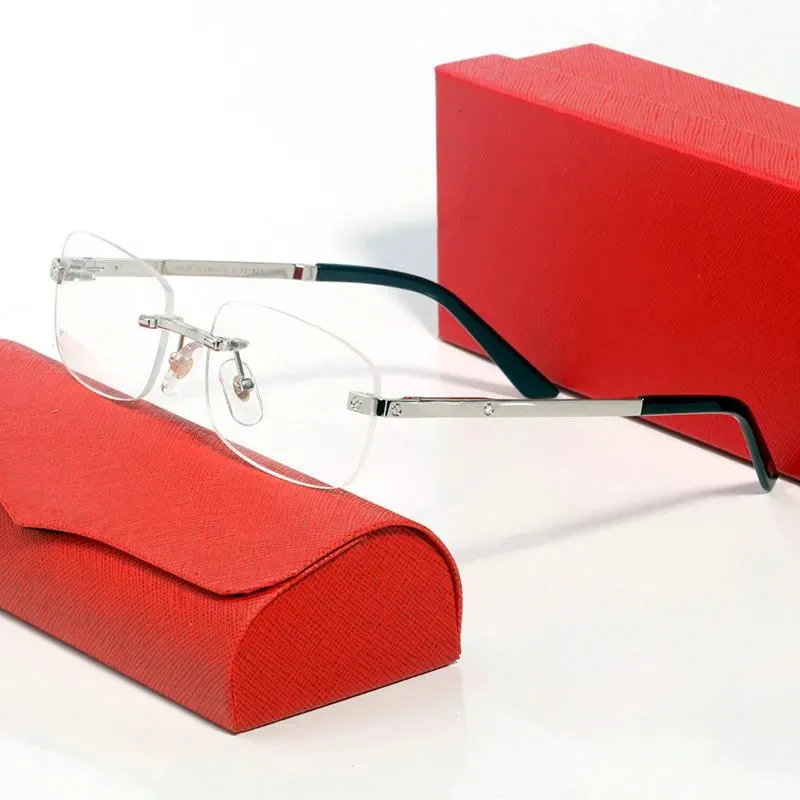 Rimless Sunglasses Women Designer Rectangle Uv400 Brown Gold_voghion.com
