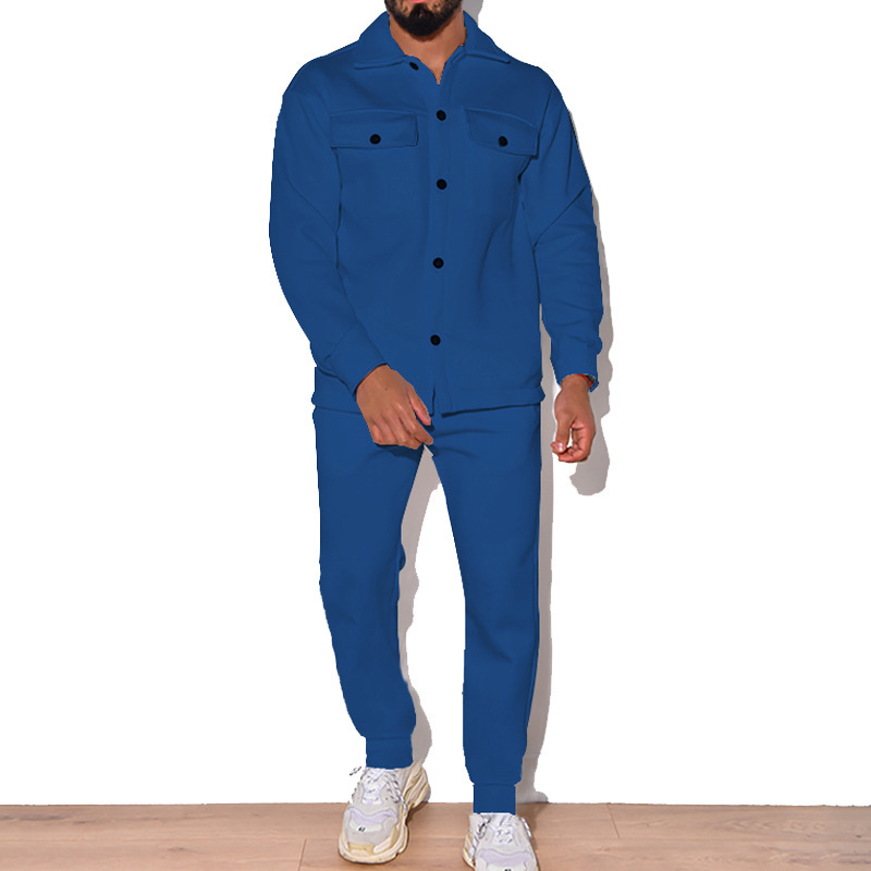 2024 Große Mode Trendy Herren Herbst Knopf Wildleder Casual Jacke Hose 2 Stück Set_voghion.com