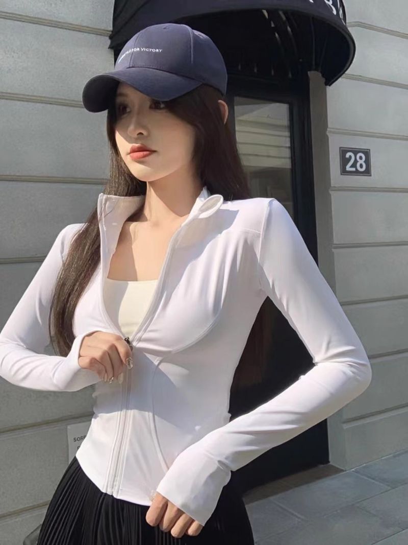Yoga-Sportbekleidung für Damen im Frühjahr/Sommer, neuer Stil, eng anliegend und schlank machend, schnelltrocknendes Oberteil mit Stehkragen, Strickjacke_voghion.com