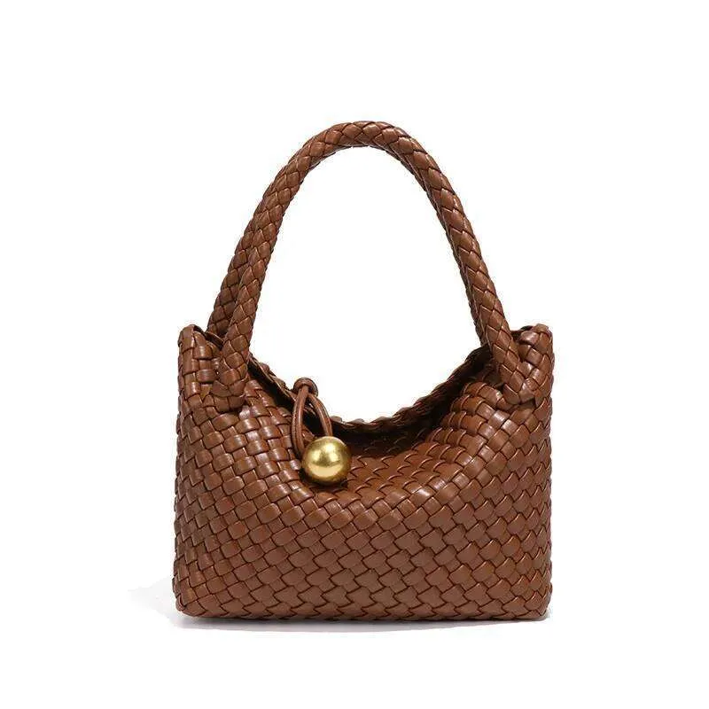 Borsa a tracolla intrecciata da donna, semplice e dal tocco avanzato, in materiale PU, borsa hobo_voghion.com