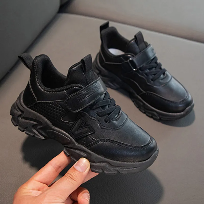 Chaussures de sport en cuir noir pour jeunes garçons et filles Campus Outdoor Kids Baskets légères Happysteps Classic White_voghion.com