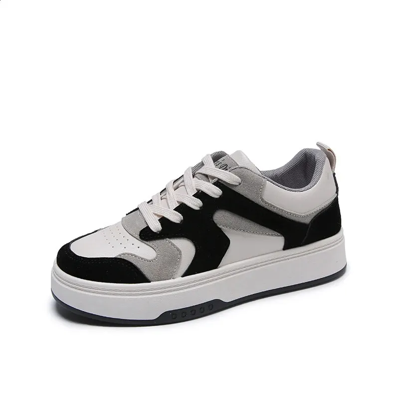 Lapos futócipő platform cipők nyári tavaszi hétköznapi bőr női sportcipő vastag fekete 240809_voghion.com