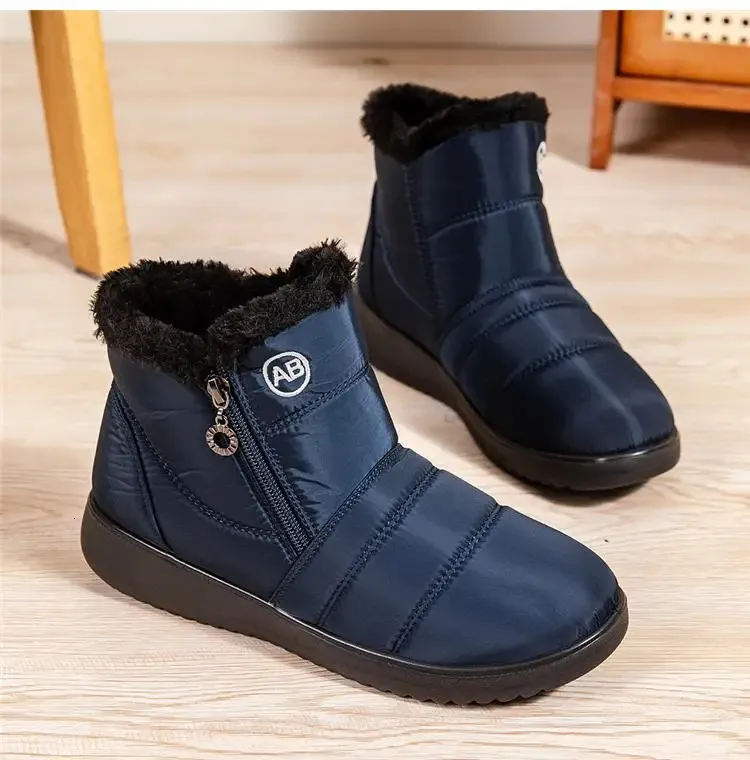 Womens Snow Boots Plush Warm Lightweight Zipper Ankle Boots_voghion.com