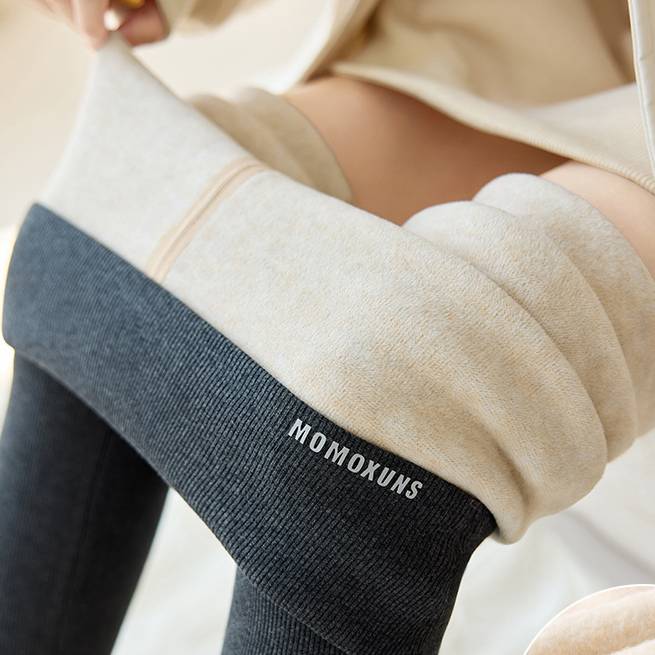 Leggings taille haute en coton côtelé pour femme – Pantalon thermique d'hiver doublé sherpa (noir/gris foncé/gris moyen, M-XXL, coupe slim)_voghion.com