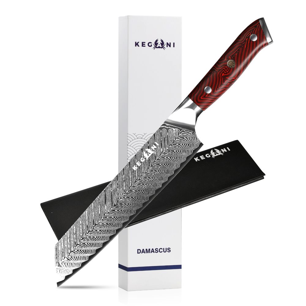 Kegani Meat Cleaver Knife 7 Inch - Damascus 73 Layers AUS-10 Steel Core Butcher Knife - G10 Handle Chinese Knife With Gift Box &amp; Sheath_voghion.com