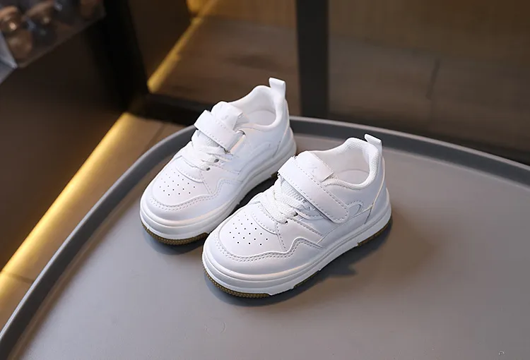 Toddler Kids Fashion Design Walking White Shoes Non-slip Casual Trainers Happysteps Infant Boys Girls Outdoor Board_voghion.com