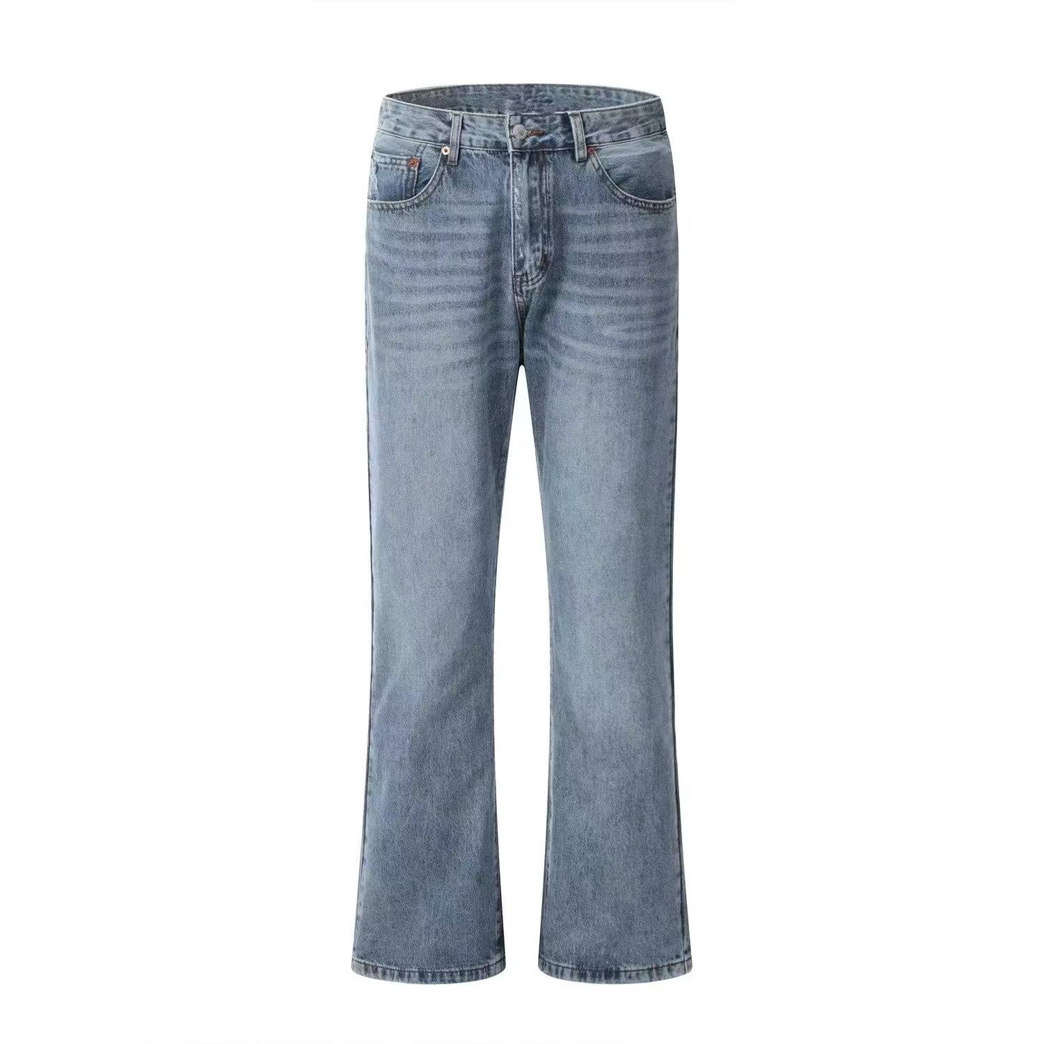 Jean bootcut tendance américain pour homme, pantalon évasé à jambes larges et déchiré à la main, style rétro ample