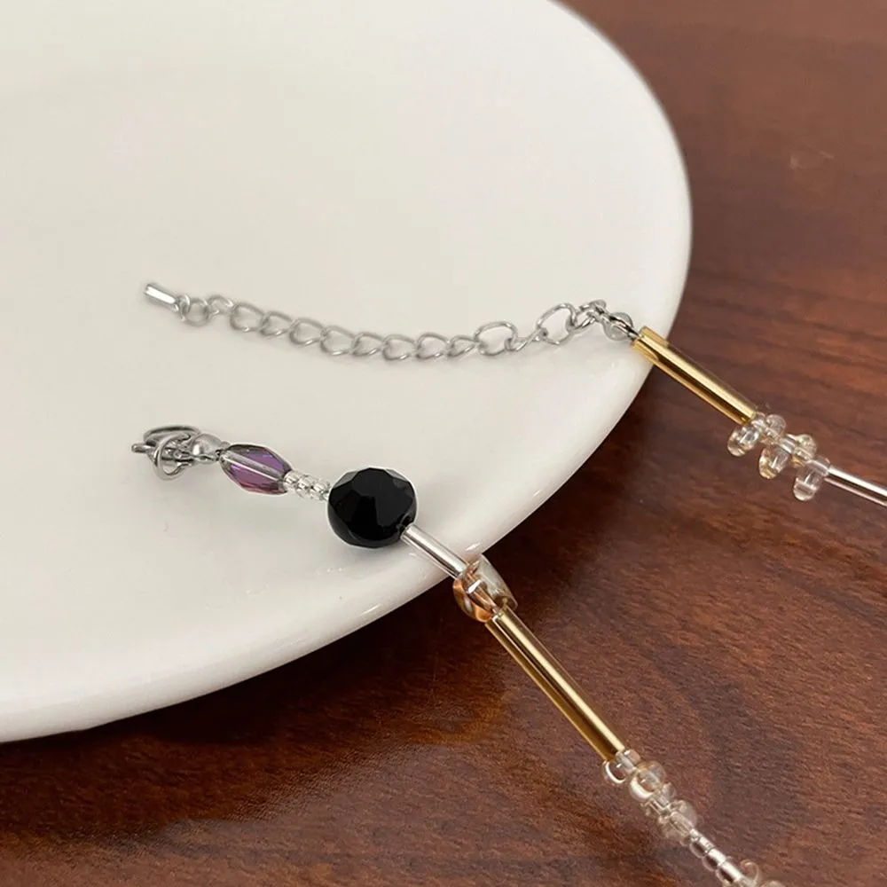 Chains Korean Trendy Exquisite Retro Flower Love Heart Beaded Necklace For Women Personality Simple Cool Clavicle Chain_voghion.com