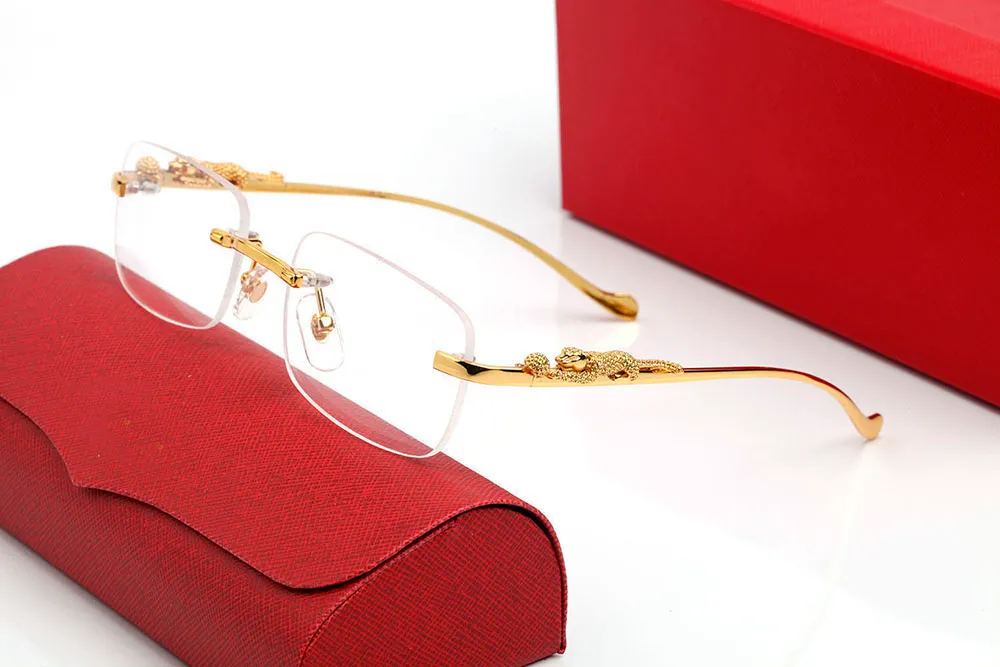 Lunettes de vue mode léopard en corne de buffle dorées personnalisées, monture complète, verres semi-transparents, sans cadre_voghion.com