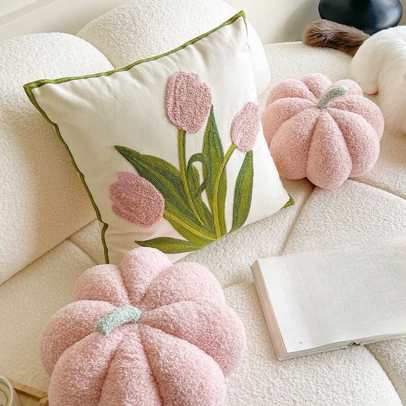Tulip Scandinavian Instagram Style Cute Living Room Sofa Cushion Headrest Pillow Cushion Set_voghion.com