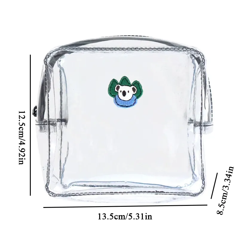 INS Transparente Kosmetik Niedlicher Koala PVC Damen Reißverschluss Klare Make-up-Taschen Beauty Case Reisebad Toilettenartikel Aufbewahrungstasche_voghion.com
