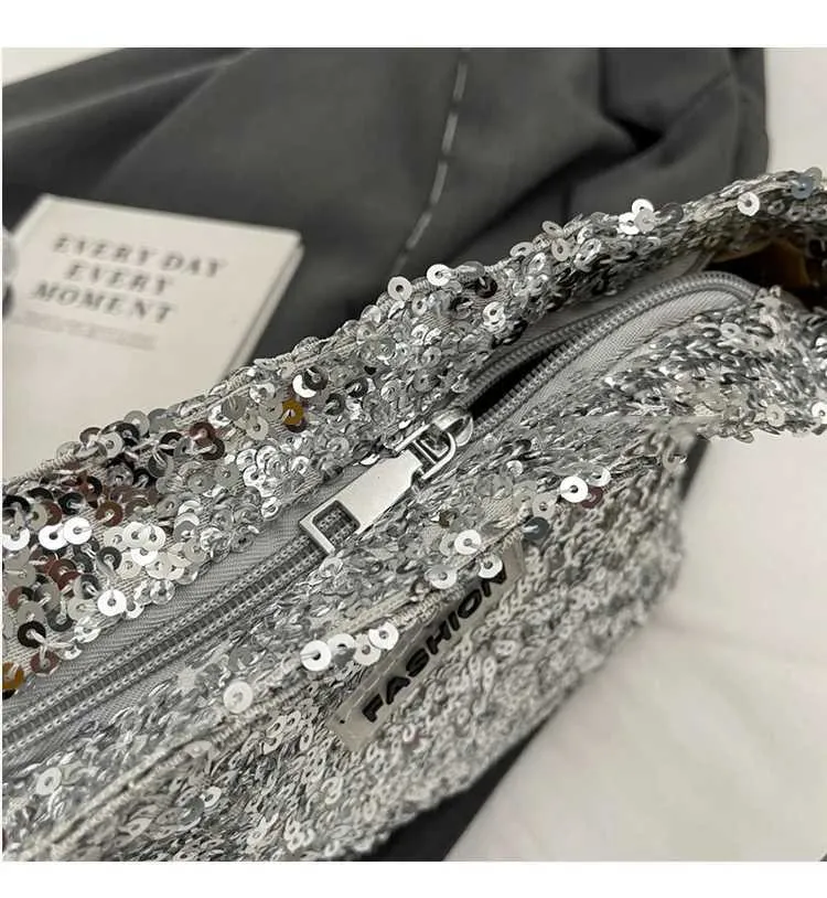 Frauen Pailletten Solide Shiny Stachels Eimer Griff Weibliche Casual Pendeln Schulter Pack Dame Weiche Große Kapazität_voghion.com