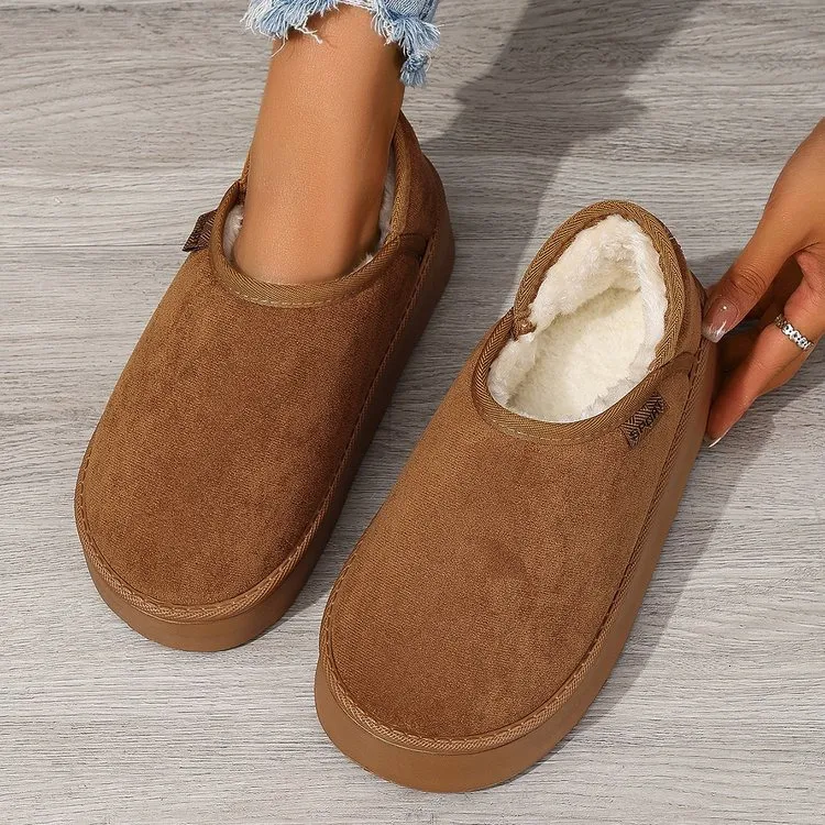 Bottes de neige courtes et élastiques pour femmes, nouvelle collection hiver 2024, en polaire, pour le froid, le chaud et l'épaisseur, semelles souples, chaussures en coton_voghion.com