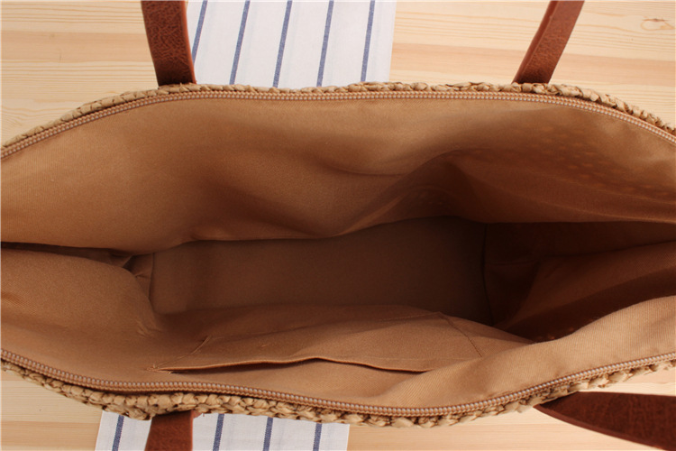 Borsa a tracolla singola in paglia intrecciata semplice e tinta unita, borsa intrecciata per pendolarismo quotidiano, tempo libero, vacanza, borsa da donna_voghion.com