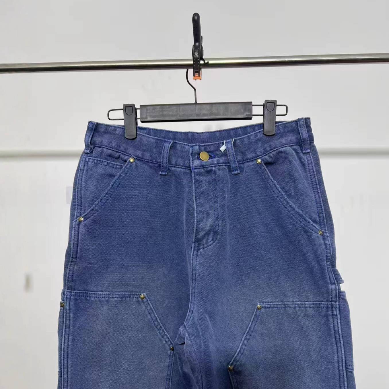 Workwear Heavyweight Canvas Pants - Unisex Relaxed Fit, Vintage Carpenter Style With Reinforced Knees & Multi-Pocket Utility Design_mkmklike.com