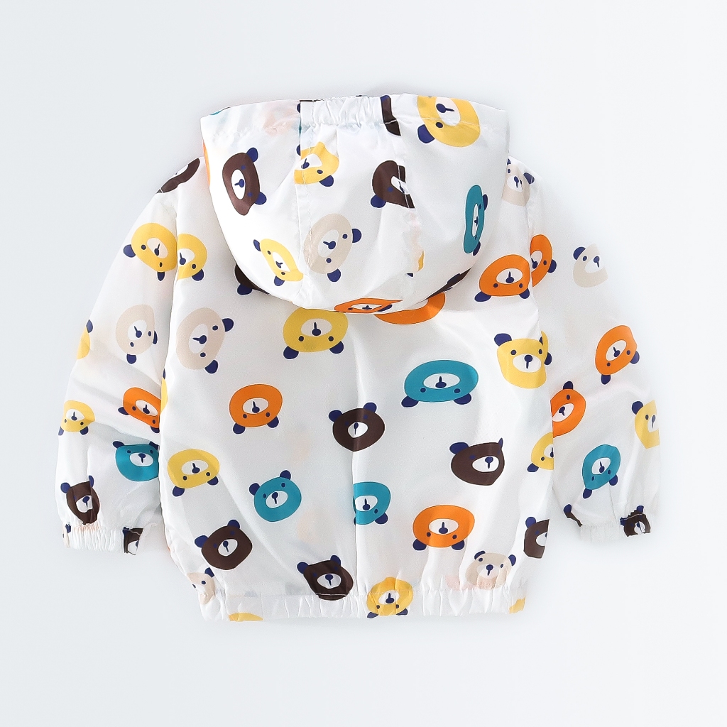 Baby Boy Jacket Teddy Bear Printed Hooded Jacket Cute Children Coat_voghion.com