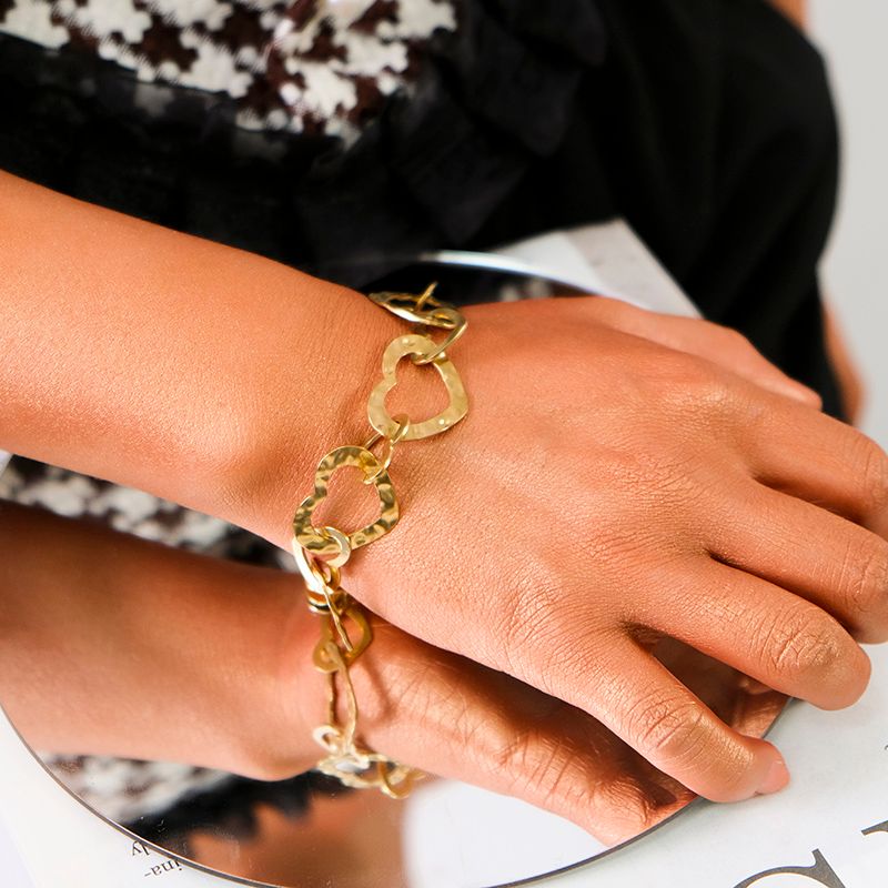 Hip-Hop Modern Simple Style Heart Shape 304 Stainless Steel 14K Gold Plated Bracelets In Bulk_voghion.com
