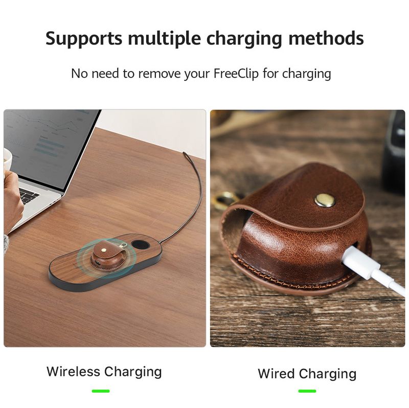 Étui Bluetooth en cuir de vache Freeclip pour Huawei, étui pour écouteurs à crochet à rabat en cuir crème d'arbre_voghion.com
