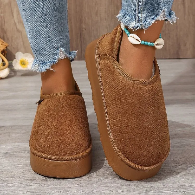 Bottes de neige courtes et élastiques pour femmes, nouvelle collection hiver 2024, en polaire, pour le froid, le chaud et l'épaisseur, semelles souples, chaussures en coton_voghion.com