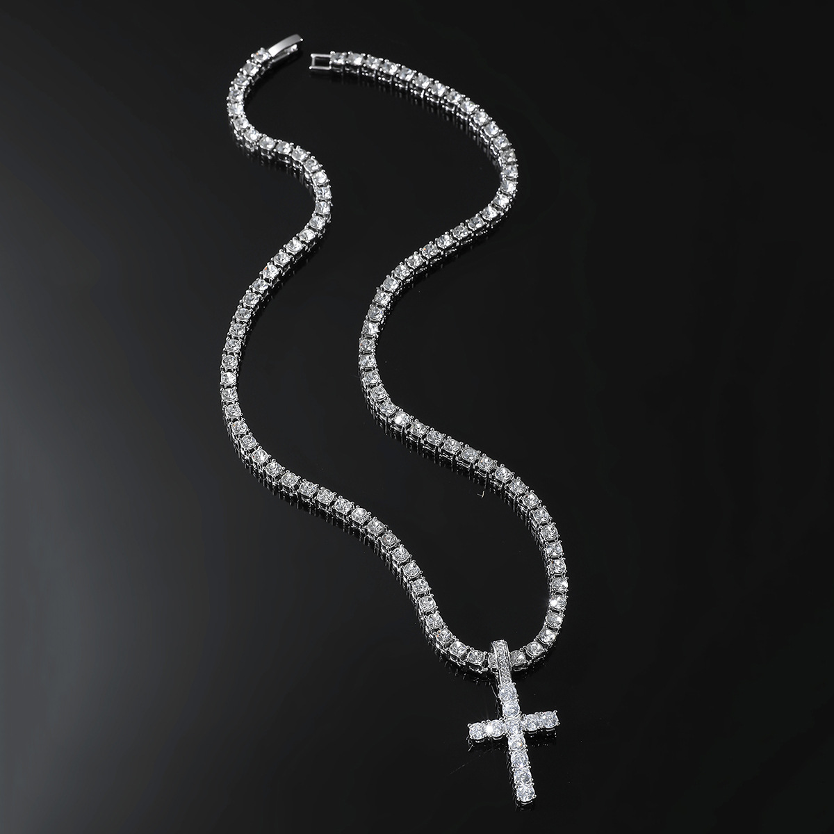 European And American Fashion New Product Pendant Necklace Niche Design High-end 4mm Single Row Tennis Chain_voghion.com
