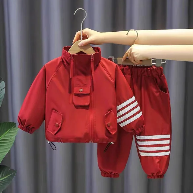 Chaqueta deportiva con cremallera para primavera y otoño para niños, abrigo y pantalones, traje de dos piezas para niñas pequeñas, moda informal para niños 2024_voghion.com