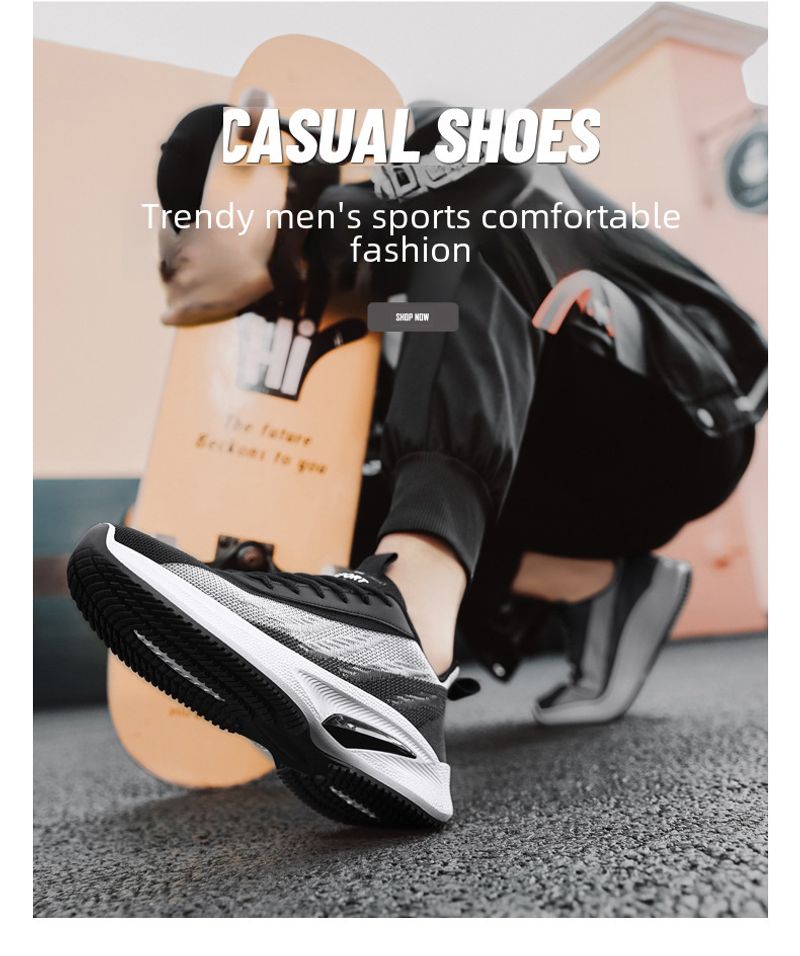 Autumn New 2023 Autumn Casual Flying Woven Sneaker Men's Breathable Comfortable Running Shoes Wholesale_voghion.com