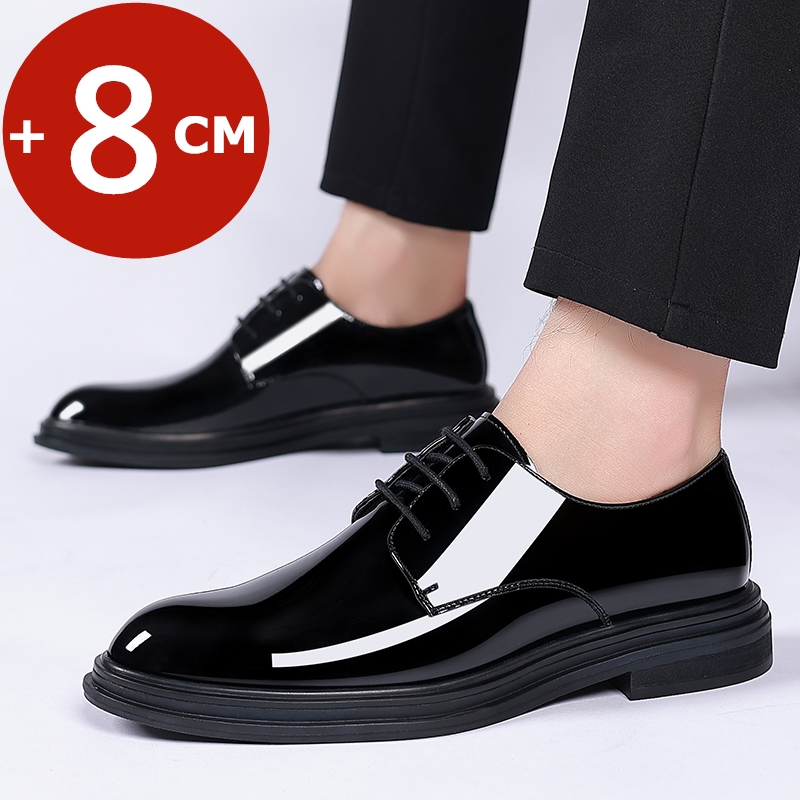 FUQIAO Nouveau 6/8 Cm Derby En Cuir Verni Hauteur Raise Hommes Robe Formelle Affaires Rehausseur Chaussures Matériau Supérieur Léger