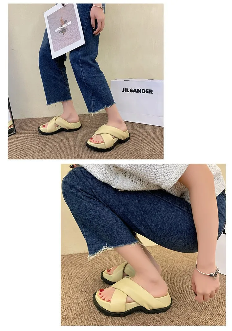 2022 Nw Womn Non-slip Platform Slipprs Summr Comfortabl Bach slids Woman Fashion Thick Sol outdoor sandals_voghion.com
