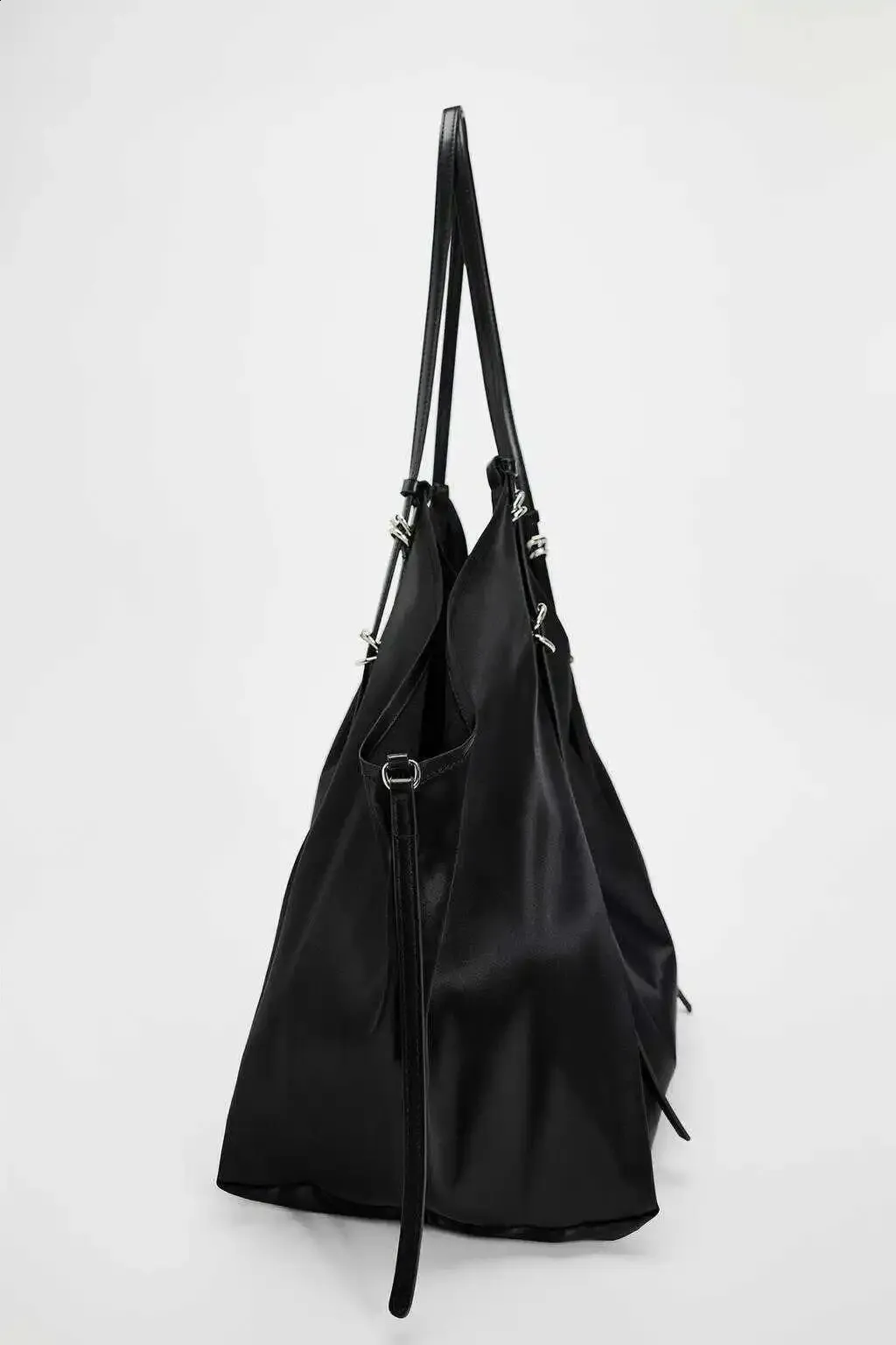 Oversize Satin Tote Bags For Soft Silk Shoulder Black Handbags Large Shopper Purses 2024 Women Bag 240902_voghion.com