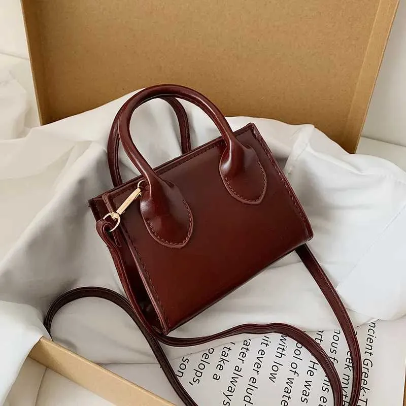 Retro Mini Square Handbag For Women Pu Leather Shoulder Messenger_voghion.com