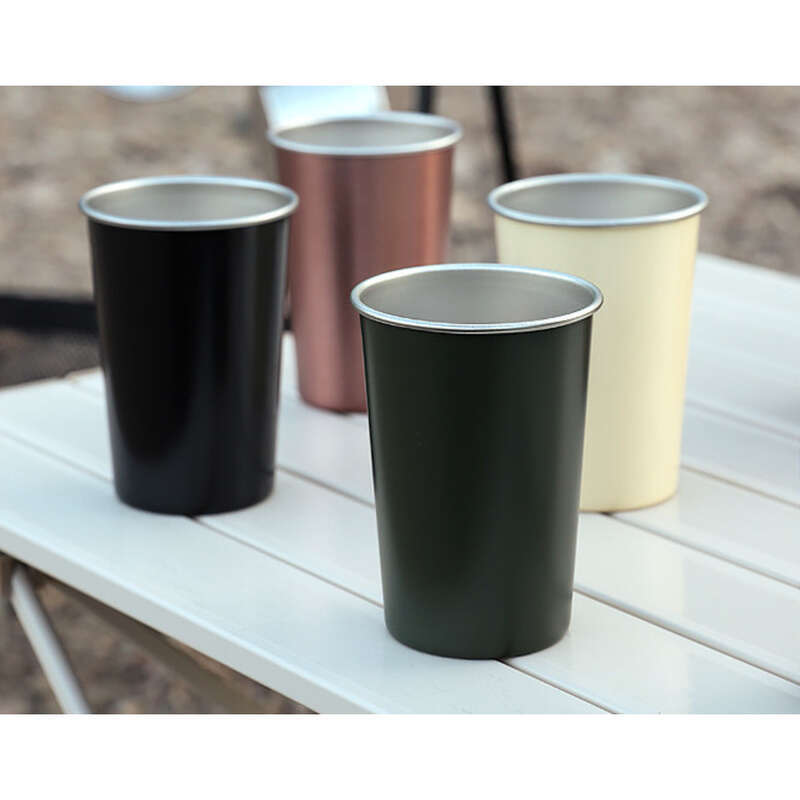 Outdoor Stainless Steel Small Coffee Camping Tea Water Cup Portable 350ML Wide Mouth Stackable_voghion.com