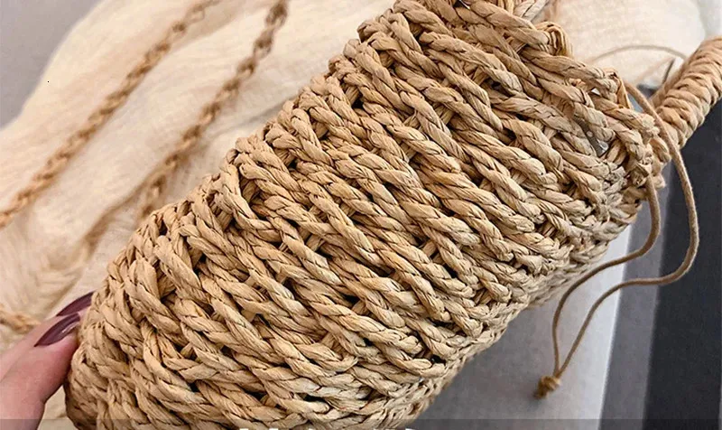 Half-round Rattan Shoulder Bag Large Capacity Summer Beach Tote_voghion.com