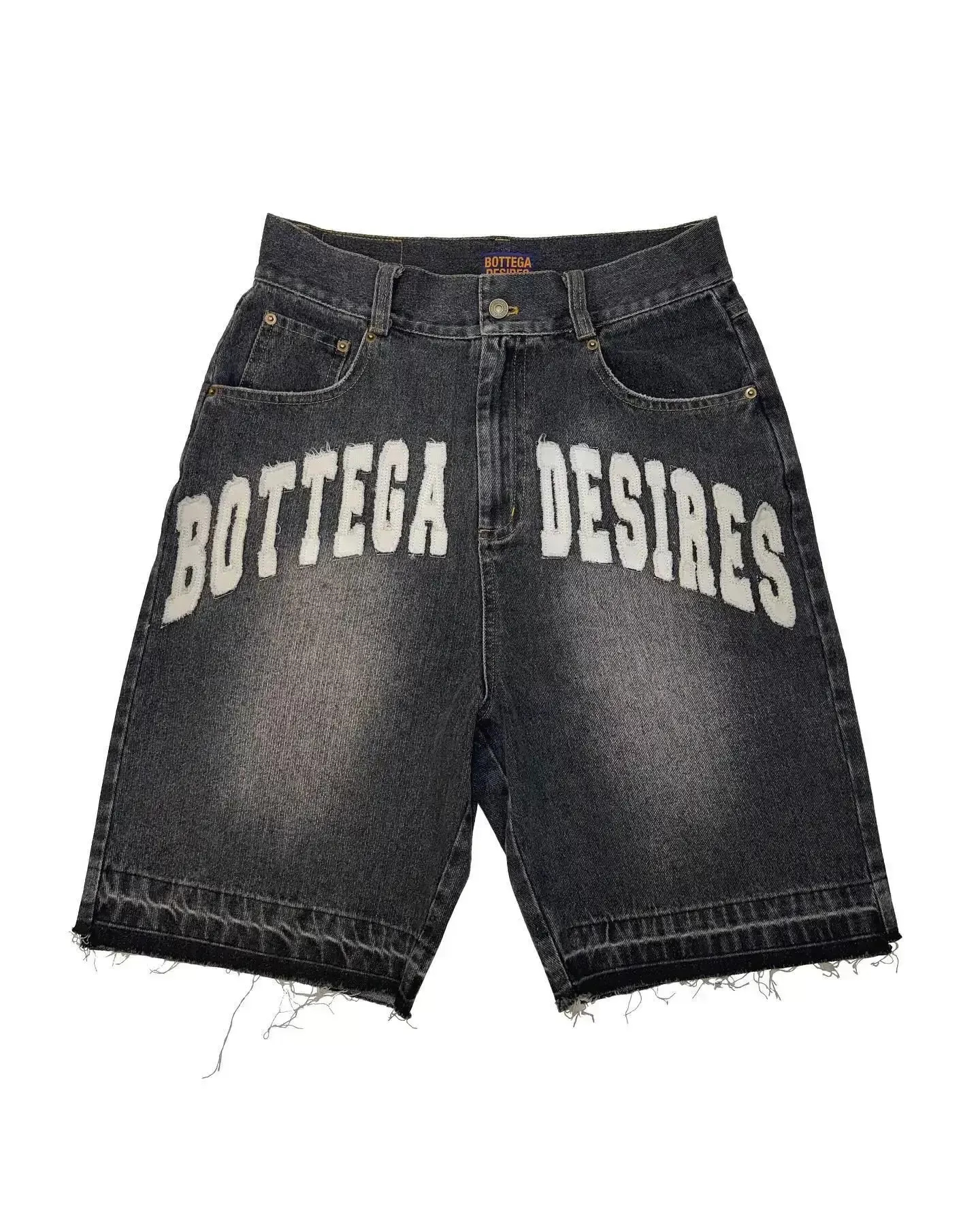 Pantaloncini in denim da uomo, neri e blu, stile retrò Y2k, patchwork, estivi, casual, con giunture, da palestra_voghion.com