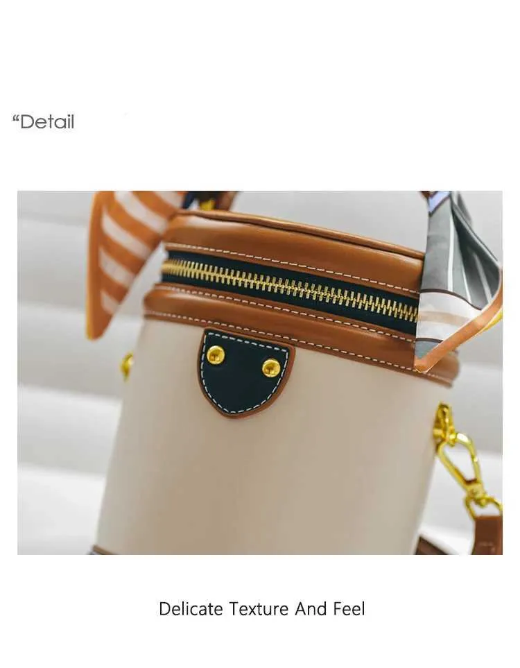 Borsa a secchiello retro colore a contrasto borsa a spalla pelle_voghion.com