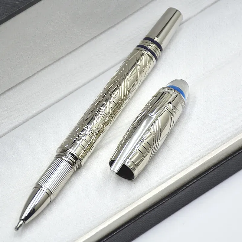 wholesale Wholesale Wholesale Luxury Monte Starwalk Blue Crystal Top Rollerball Pen Ballpoint Pen Metal Relief Barrel Office Writing Fountain Pens_voghion.com