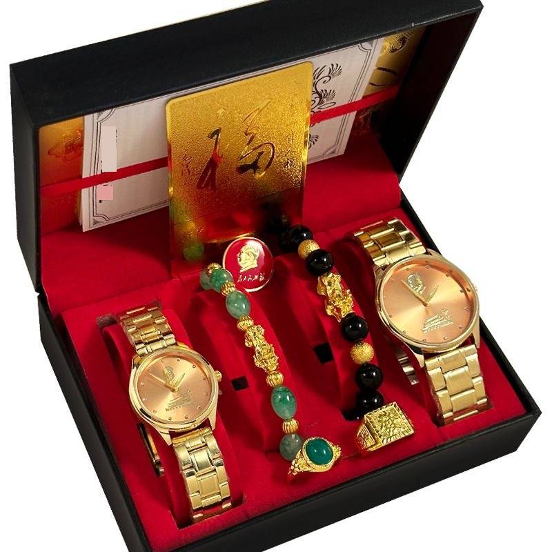 Schmuck Sets Geschenk Box Set Gedenk Gold Uhr Paar Energie Quarz Heißer Verkauf Geschenk Treffen Uhr_voghion.com