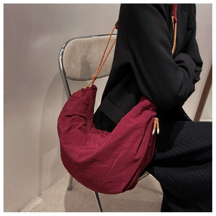 Large Capacity Casual Shoulder Student Classes Dumpg Bag Soft Pure Color Crossbody_voghion.com
