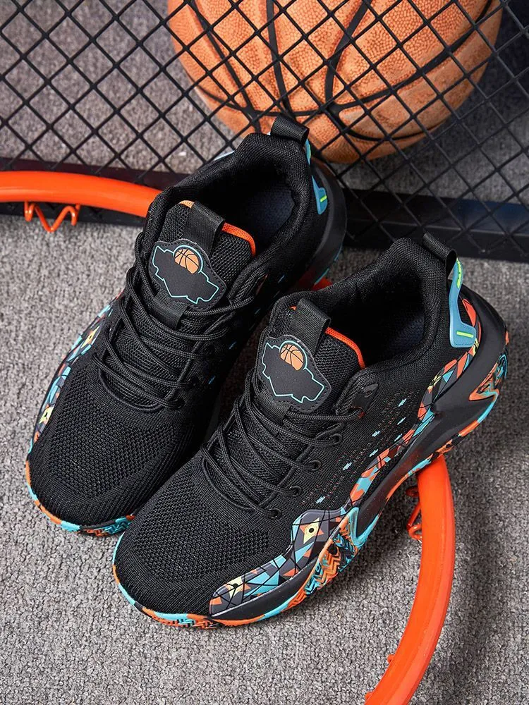quality Hot Selg New Four Seasons Basketball Sports Breathable Elastic Blue Ball Shoes Men's High Top_voghion.com