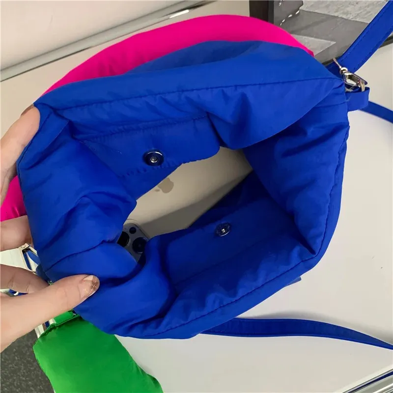Moda Colori Contrastanti Qualità Tessuto Piumino Borsa Spazio Imbottito Cuscino Quadrato Spalla Tracolla Borse per Donne Borsa_voghion.com