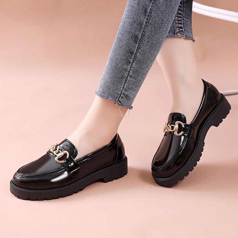 New single shoe women's versatile fashion uniform spring and autumn 2023 thick sole loafers, British style small leather_voghion.com