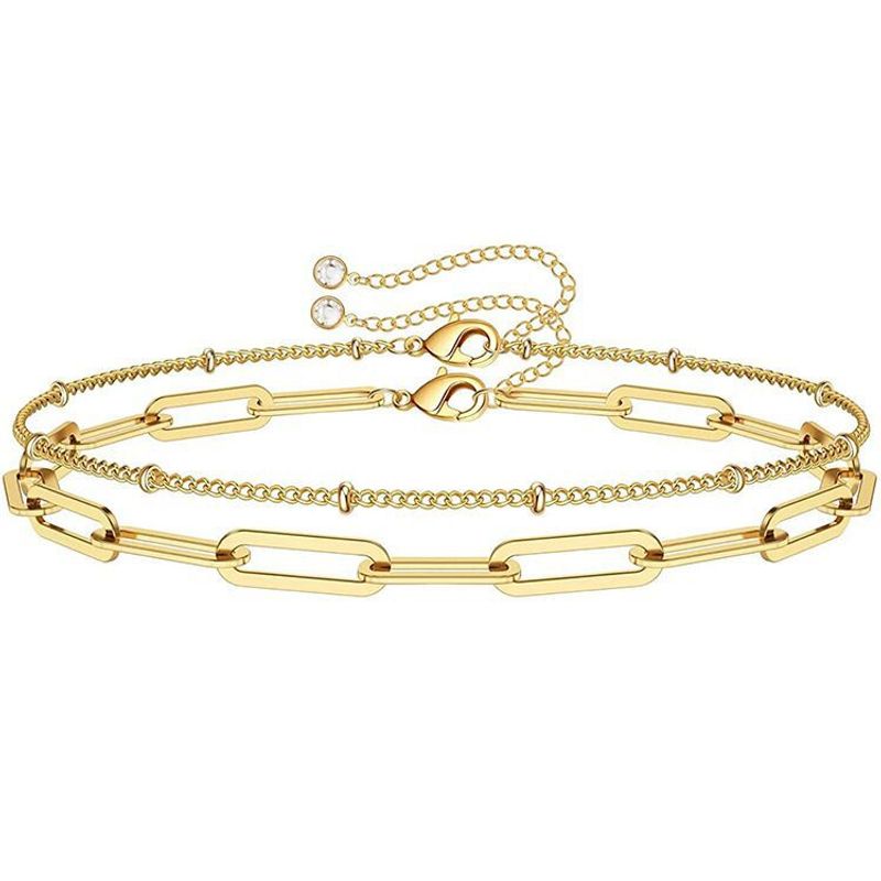 Bracelet simple à double couche en perles de riz avec trombone et tempérament simple pour femme, bijou de niche_voghion.com