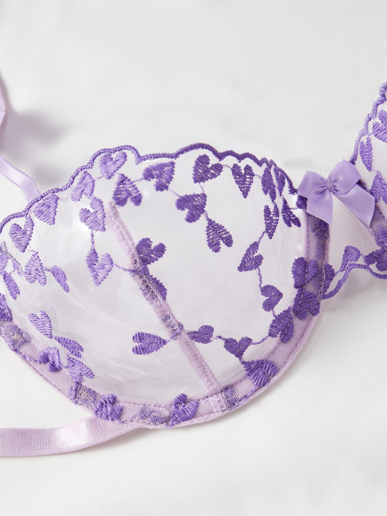 Kagano Cross Border European And American Hot Selling INS Style Romantic Love Embroidery Sexy Perspective Mesh With Steel Ring Underwear For Women_voghion.com