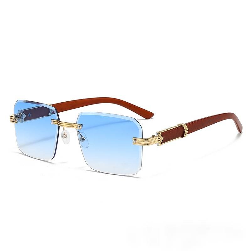 Gafas de sol cuadradas para mujer estilo retro madera protección uv_voghion.com