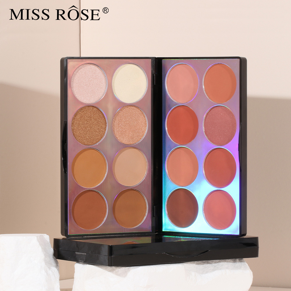 Makeup Matte Blush Contouring All In One Face Brightening Highlight Pearlescent Eyeshadow Palette_voghion.com